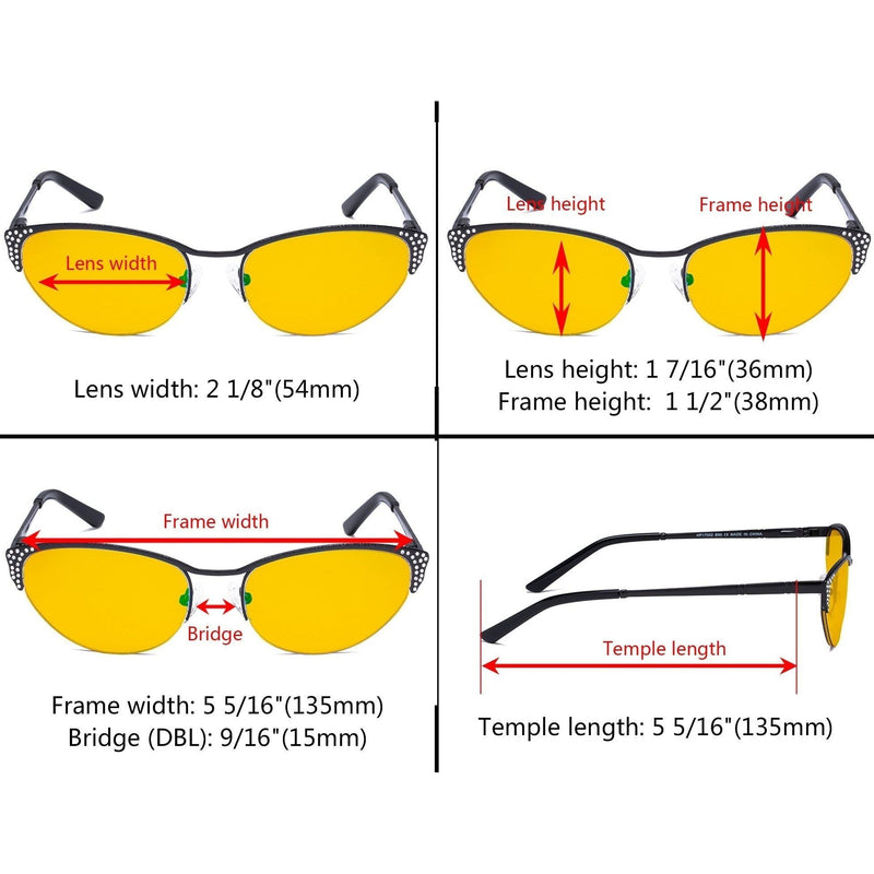 eyekeeper.com Half-rim Cat-eye Blue Light Blocking Eyeglasses HP17002 Eyeglasses Gold Black / without magnification,Blue / without magnification,Gold / without magnification,Purple / without magnification,Red / without magnification