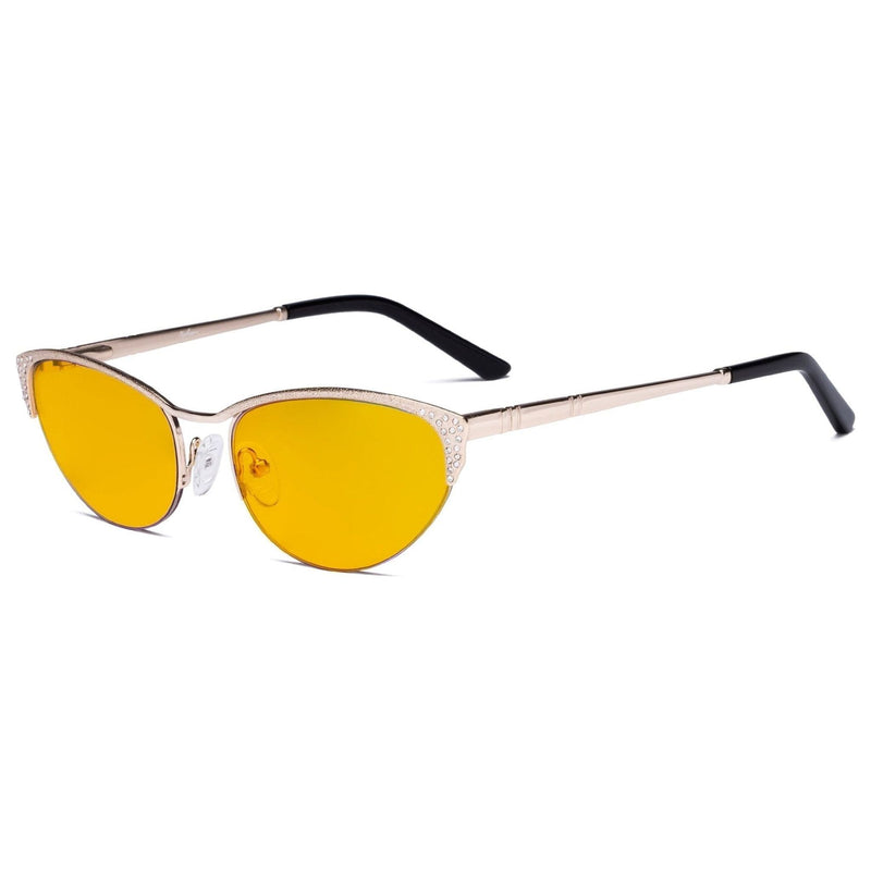 eyekeeper.com Half-rim Cat-eye Blue Light Blocking Eyeglasses HP17002 Eyeglasses Orange Gold / without magnification