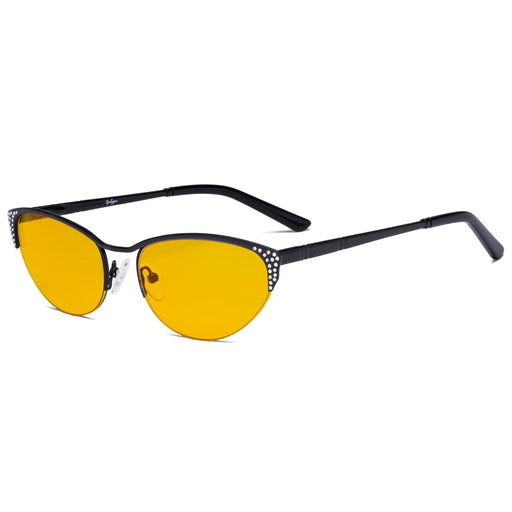 eyekeeper.com Half-rim Cat-eye Blue Light Blocking Eyeglasses HP17002 Eyeglasses White Smoke Black / without magnification