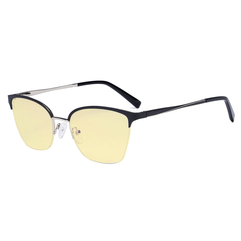 eyekeeper.com Half-rim Blue Light Blocking Eyeglasses Yellow Tinted Lenses LX19028-BB60 Eyeglasses White Smoke Black / without magnification