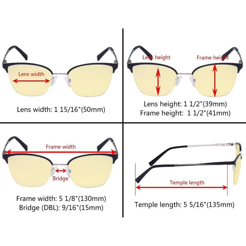 eyekeeper.com Half-rim Blue Light Blocking Eyeglasses Yellow Tinted Lenses LX19028-BB60 Eyeglasses Bisque Black / without magnification,Blue / without magnification,Red / without magnification