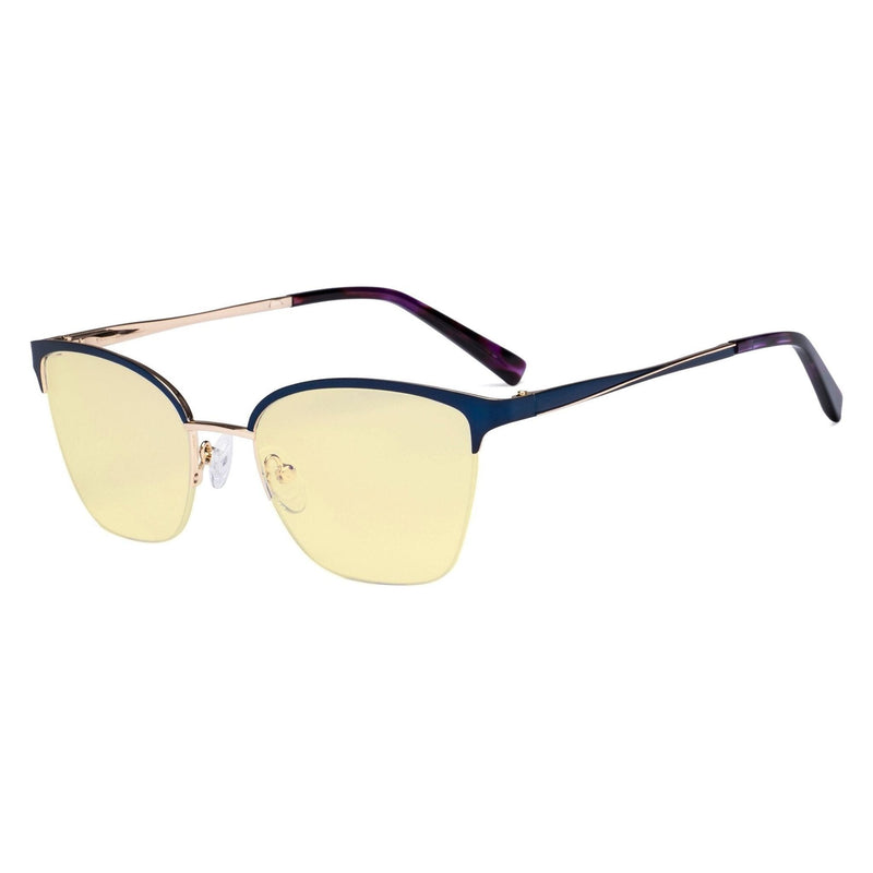 eyekeeper.com Half-rim Blue Light Blocking Eyeglasses Yellow Tinted Lenses LX19028-BB60 Eyeglasses Wheat Blue / without magnification