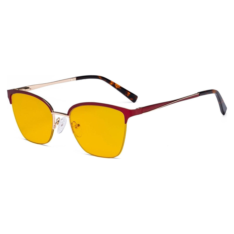 eyekeeper.com Half-rim Blue Light Blocking Eyeglasses Amber Tinted Lenses LX19028-BB90 Eyeglasses Orange Red / without magnification