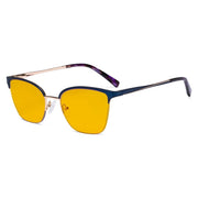 eyekeeper.com Half-rim Blue Light Blocking Eyeglasses Amber Tinted Lenses LX19028-BB90 Eyeglasses Orange Blue / without magnification