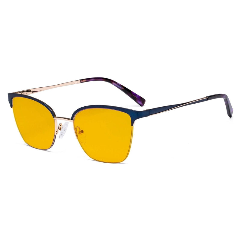 eyekeeper.com Half-rim Blue Light Blocking Eyeglasses Amber Tinted Lenses LX19028-BB90 Eyeglasses Orange Blue / without magnification