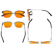 eyekeeper.com Half-rim Blue Light Blocking Eyeglasses Orange Tinted Lenses LX19028-BB98 Eyeglasses Goldenrod Black / without magnification,Blue / without magnification,Red / without magnification