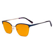 eyekeeper.com Half-rim Blue Light Blocking Eyeglasses Orange Tinted Lenses LX19028-BB98 Eyeglasses Dark Slate Gray Blue / without magnification