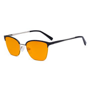 eyekeeper.com Half-rim Blue Light Blocking Eyeglasses Orange Tinted Lenses LX19028-BB98 Eyeglasses White Smoke Black / without magnification