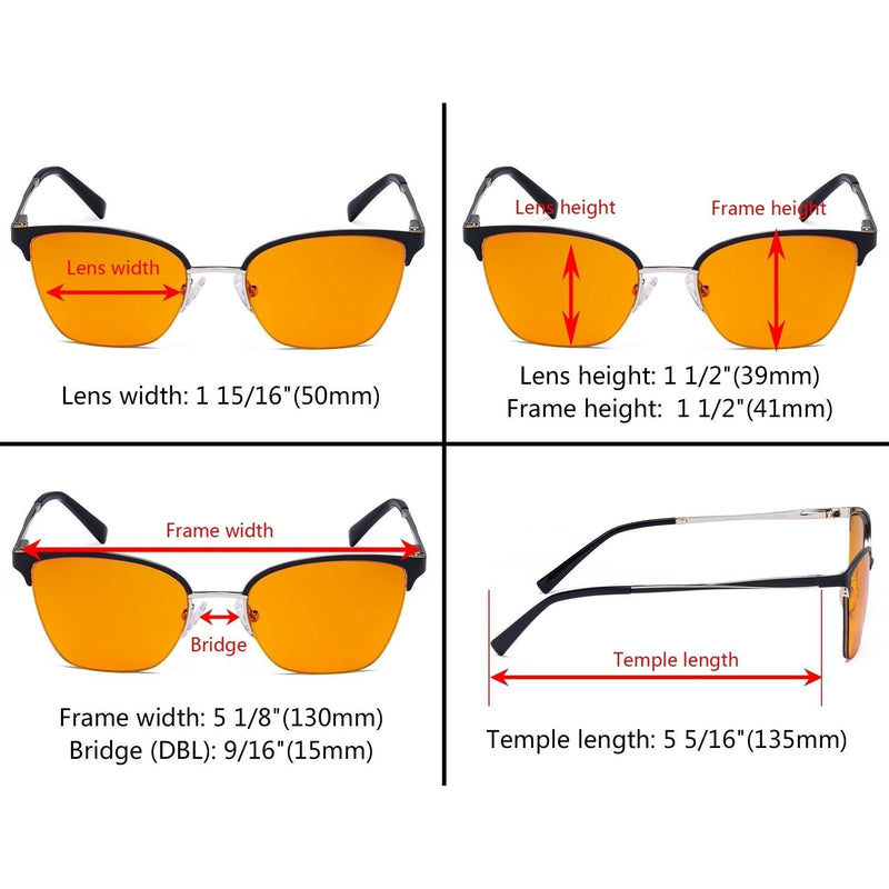 eyekeeper.com Half-rim Blue Light Blocking Eyeglasses Orange Tinted Lenses LX19028-BB98 Eyeglasses Dark Orange Black / without magnification,Blue / without magnification,Red / without magnification