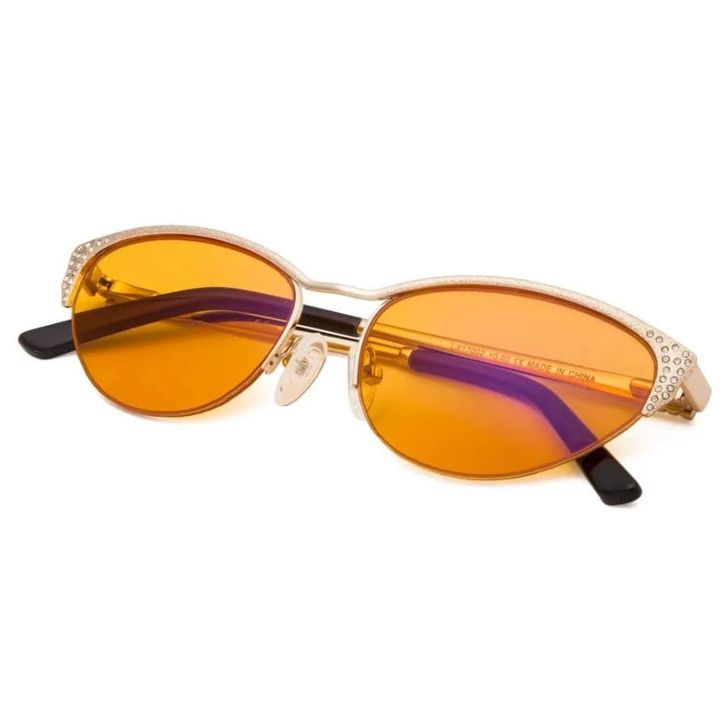 eyekeeper.com Half-rim Cat-eye Blue Light Blocking Readers 4-LX17002 Eyeglasses White Smoke Gold / without magnification