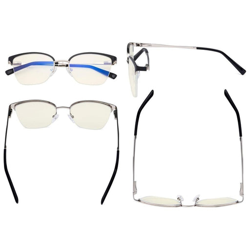 eyekeeper.com Blue Light Filter Glasses Half-rim Stylish Style LX19028-BB40 Eyeglasses Dark Slate Gray Black / without magnification,Blue / without magnification,Red / without magnification