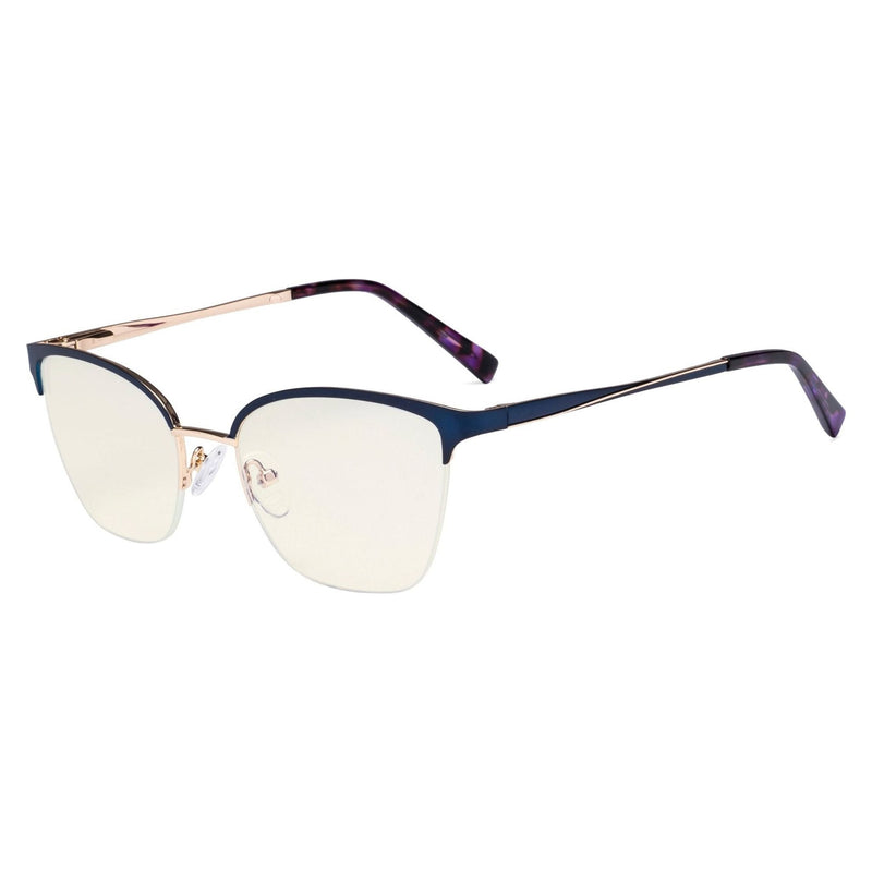 eyekeeper.com Blue Light Filter Glasses Half-rim Stylish Style LX19028-BB40 Eyeglasses Dark Slate Gray Blue / without magnification