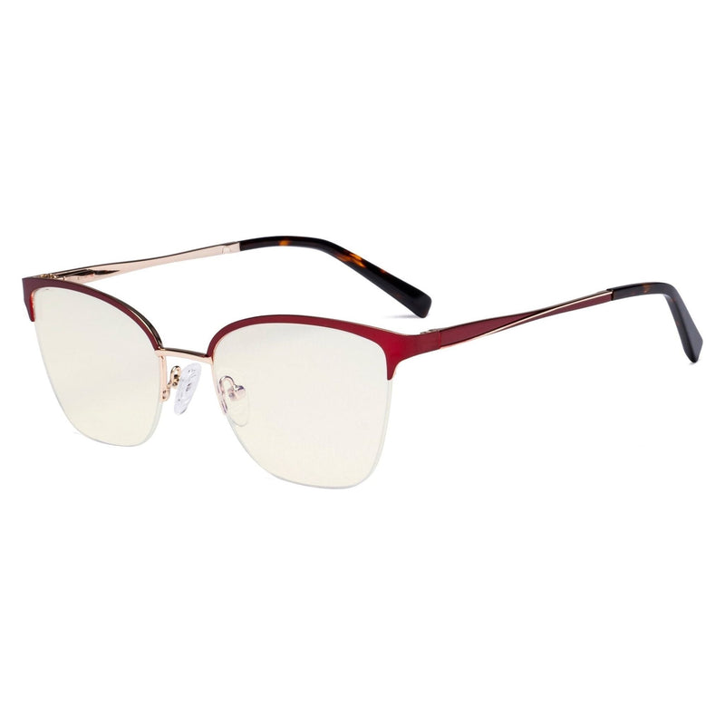 eyekeeper.com Blue Light Filter Glasses Half-rim Stylish Style LX19028-BB40 Eyeglasses Beige Red / without magnification