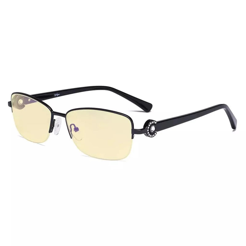 eyekeeper.com Half-rim Crystal Blue Light Blocking Eyeglasses LX19008-BB60 Eyeglasses White Smoke Black / without magnification