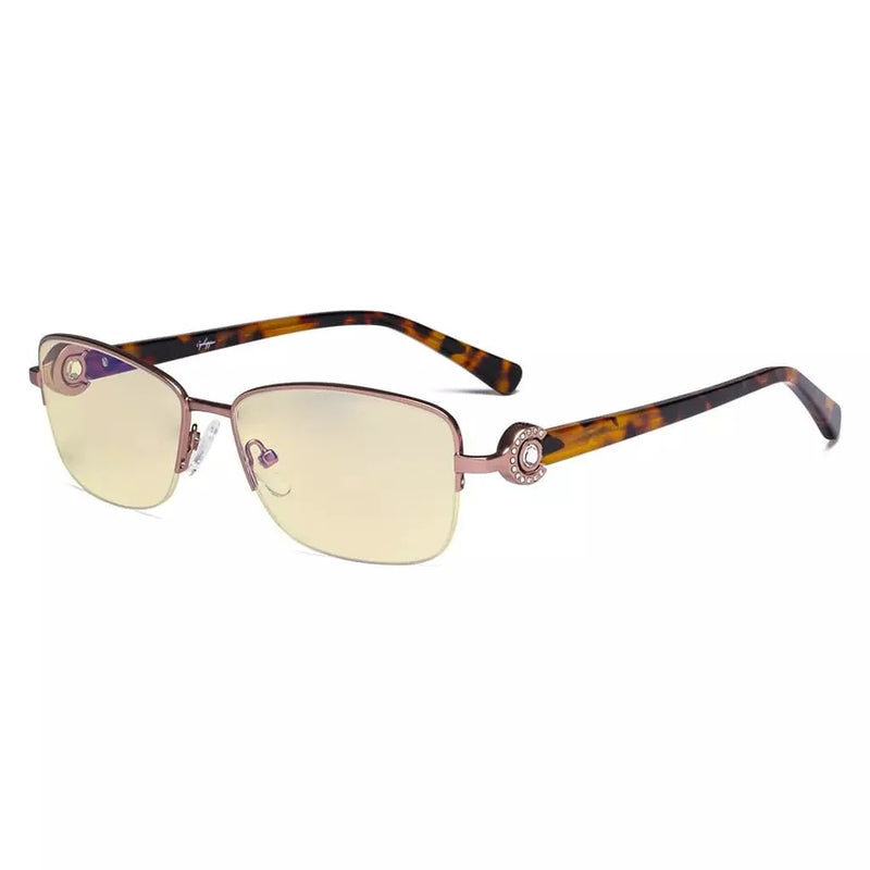 eyekeeper.com Half-rim Crystal Blue Light Blocking Eyeglasses LX19008-BB60 Eyeglasses White Smoke Pink / without magnification