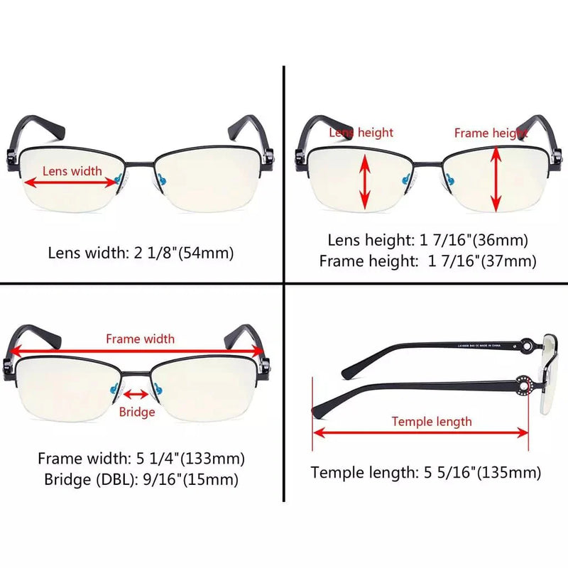 eyekeeper.com Half-rim Crystal Blue Light Blocking Eyeglasses LX19008-BB60 Eyeglasses White Smoke Black / without magnification,Pink / without magnification,Red / without magnification