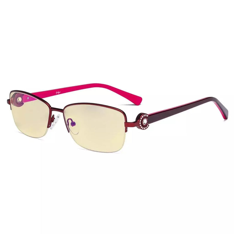 eyekeeper.com Half-rim Crystal Blue Light Blocking Eyeglasses LX19008-BB60 Eyeglasses White Smoke Red / without magnification