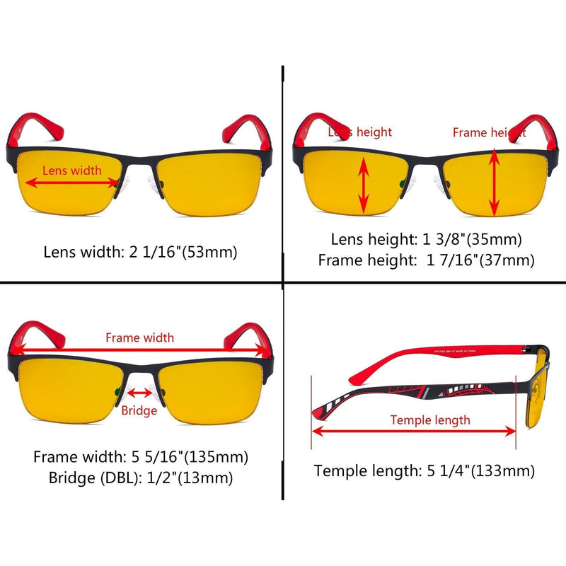 eyekeeper.com Semi-rimless Metal Blue Light Blocking Eyeglasses HP17003 Eyeglasses Black Black / without magnification,Gold / without magnification,Gunmetal / without magnification,Silver / without magnification