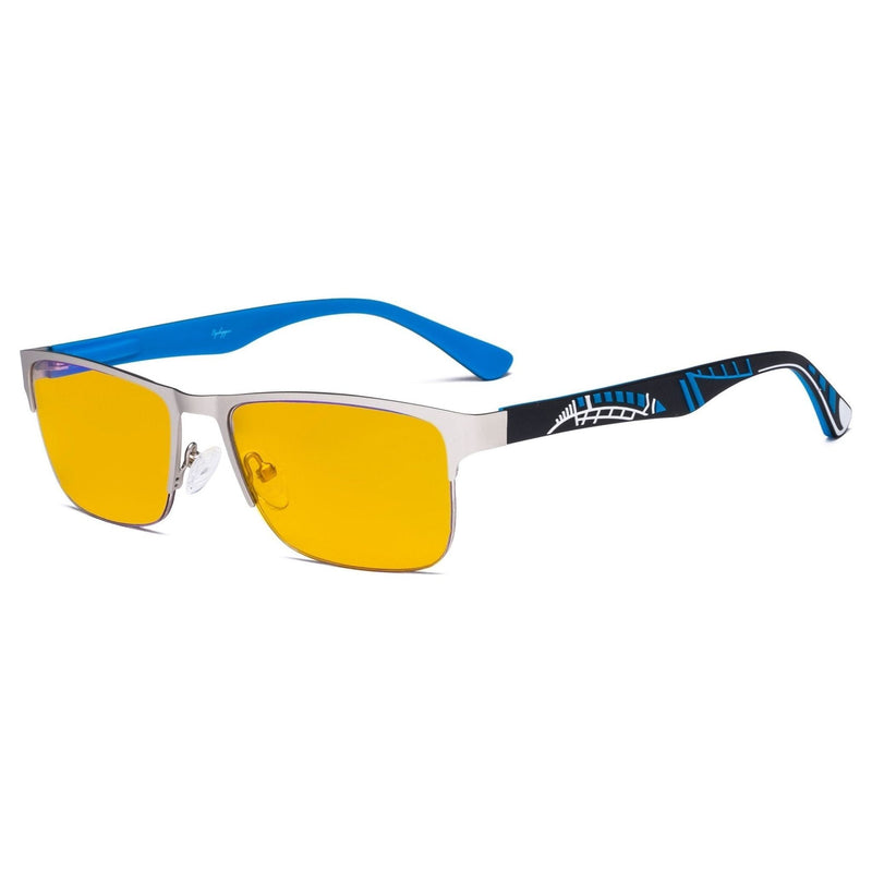 eyekeeper.com Semi-rimless Metal Blue Light Blocking Eyeglasses HP17003 Eyeglasses Orange Silver / without magnification