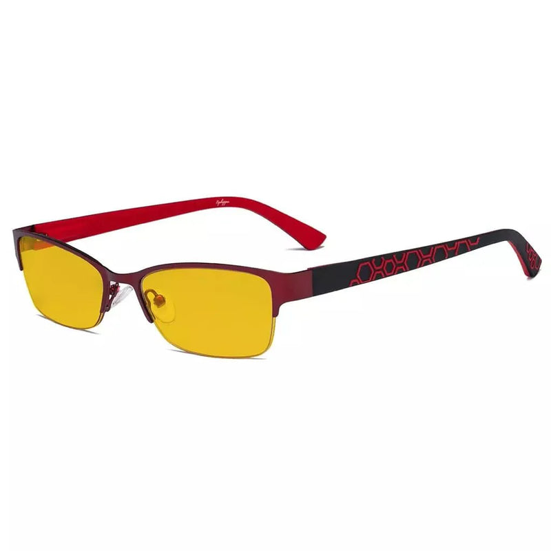 eyekeeper.com Half-rim Metal Blue Light Blocking Eyeglasses HP17006 Eyeglasses White Smoke Red