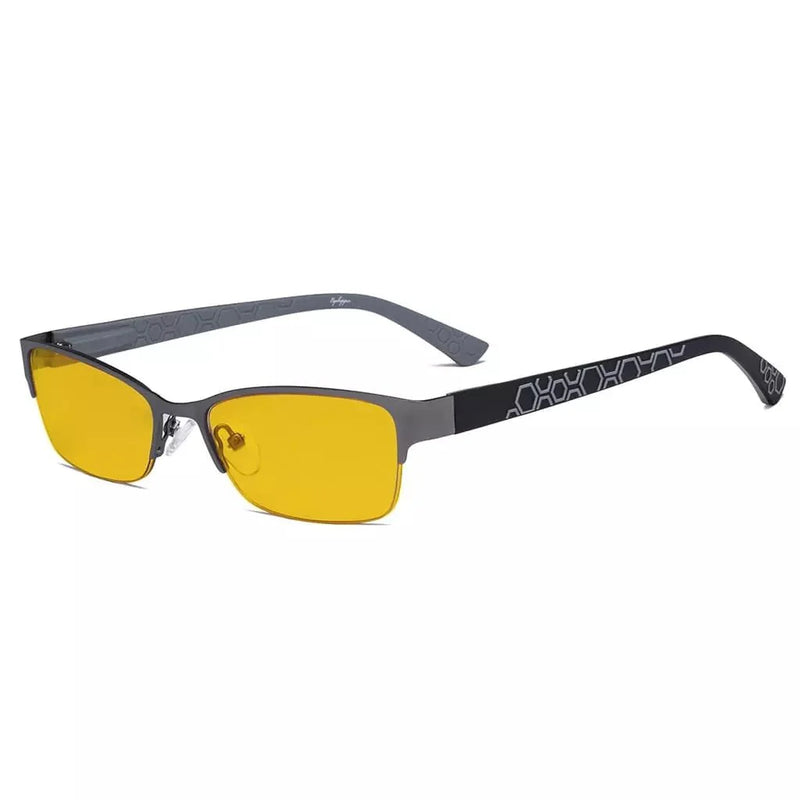 eyekeeper.com Half-rim Metal Blue Light Blocking Eyeglasses HP17006 Eyeglasses White Smoke Gunmetal Grey