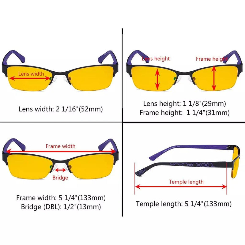eyekeeper.com Half-rim Metal Blue Light Blocking Eyeglasses HP17006 Eyeglasses White Smoke Black Purple,Blue,Gunmetal Grey,Red