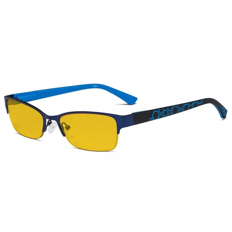 eyekeeper.com Half-rim Metal Blue Light Blocking Eyeglasses HP17006 Eyeglasses White Smoke Blue