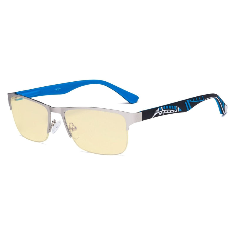 eyekeeper.com Half-rim Metal Frame Blue Light Blocking Eyeglasses TM17003 Eyeglasses Dark Cyan Silver / without magnification
