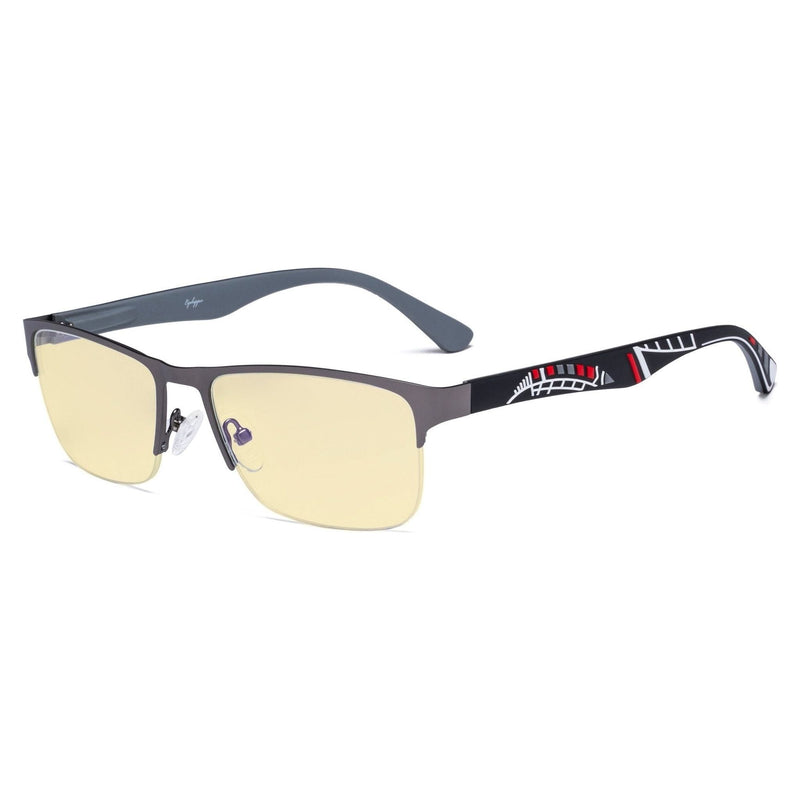 eyekeeper.com Half-rim Metal Frame Blue Light Blocking Eyeglasses TM17003 Eyeglasses Wheat Gunmetal / without magnification
