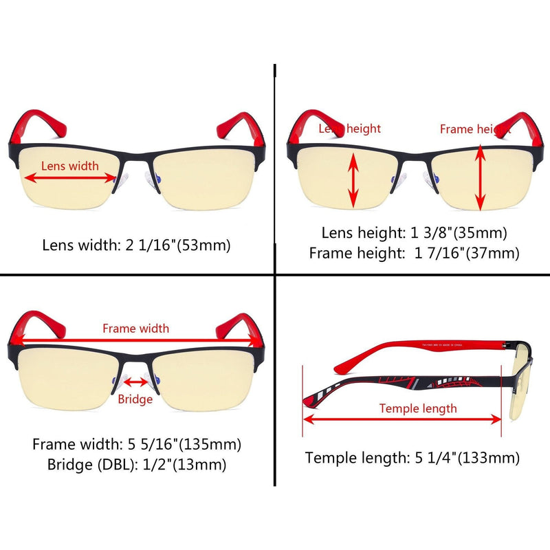 eyekeeper.com Half-rim Metal Frame Blue Light Blocking Eyeglasses TM17003 Eyeglasses Black Black / without magnification,Gold / without magnification,Gunmetal / without magnification,Silver / without magnification