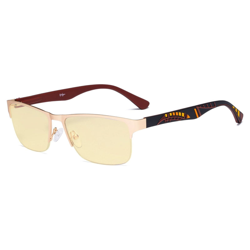 eyekeeper.com Half-rim Metal Frame Blue Light Blocking Eyeglasses TM17003 Eyeglasses Dark Slate Gray Gold / without magnification