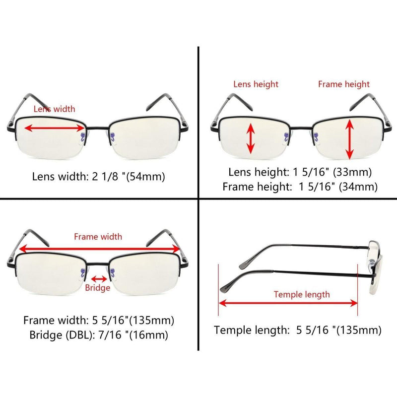 eyekeeper.com Half Rim Metal Computer Reading Glasses CG15015 Eyeglasses Black Gunmetal / without magnification,Gunmetal / +1.50,Gunmetal / +2.50,Gunmetal / +3.50