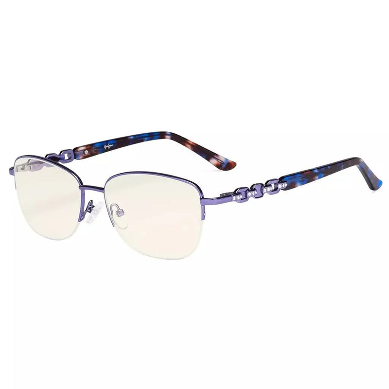 eyekeeper.com Half-rim Stylish Blue Light Blocking Reading Glasses LX17016 Eyeglasses White Smoke Purple / without magnification,Purple / +0.50,Purple / +0.75,Purple / +1.00,Purple / +1.25,Purple / +1.50,Purple / +2.00