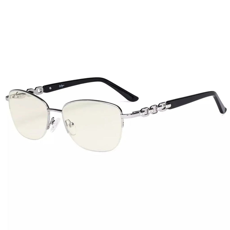eyekeeper.com Half-rim Stylish Blue Light Blocking Reading Glasses LX17016 Eyeglasses White Smoke Gunmetal / without magnification,Gunmetal / +0.50,Gunmetal / +0.75,Gunmetal / +1.00,Gunmetal / +1.25,Gunmetal / +1.75