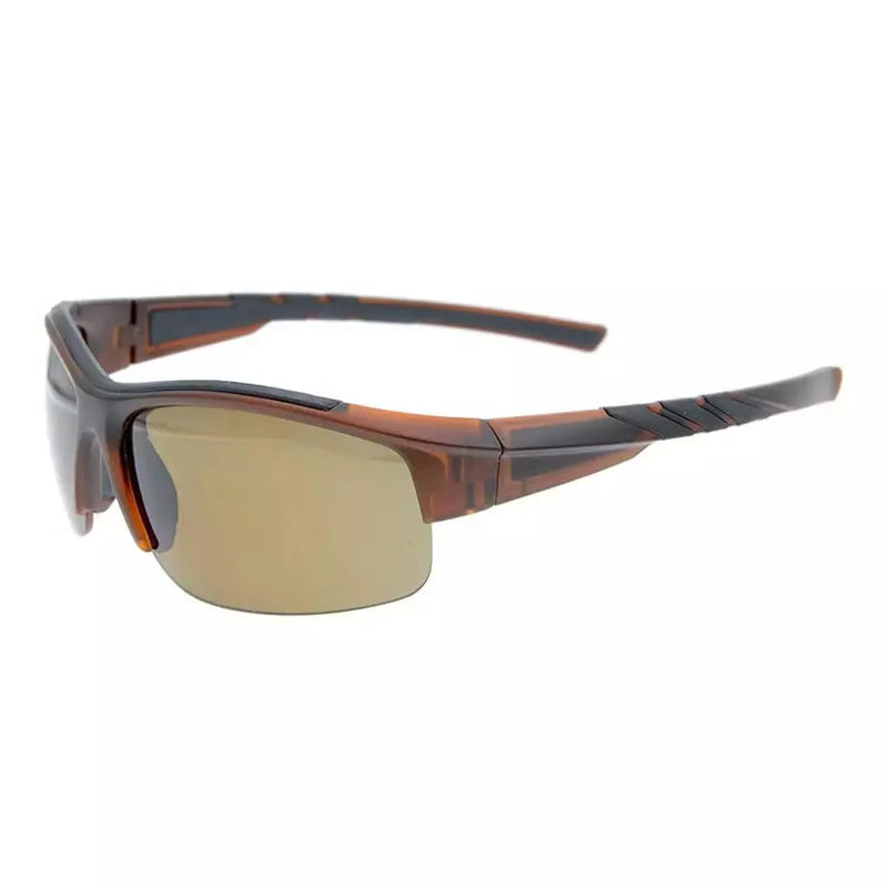 eyekeeper.com Half Rim TR90 Sport Polycarbonate Polarized Sunglasses TH6226 Sunglasses White Smoke Brown Brown Lens / without magnification
