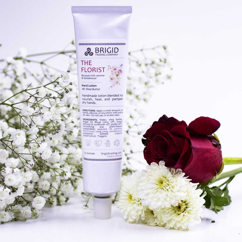 Brigid Trading Company The Florist Natural Hand Lotion - Jasmine, Ylang Ylang, Helichrysum, and Sandalwood Hand Lotion White Smoke