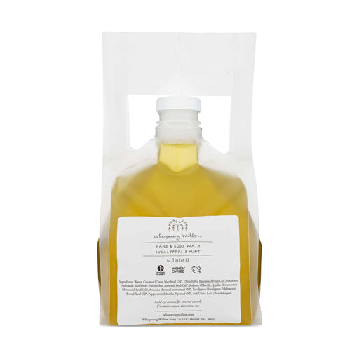 Whispering Willow Eucalyptus & Mint Natural Hand and Body Wash Bulk Refill Liquid Soap Antique White
