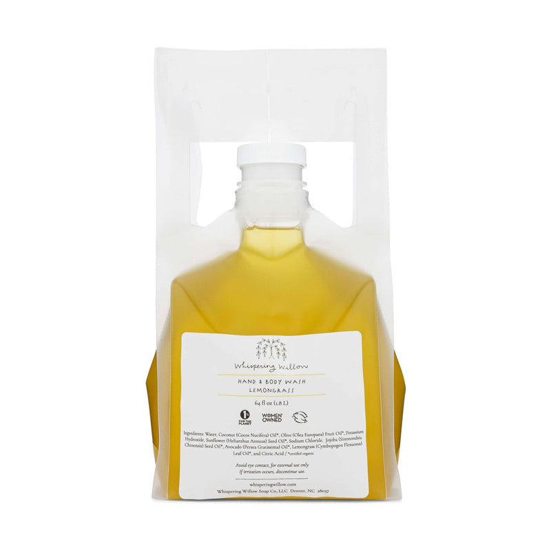 Whispering Willow Lemongrass Natural Hand and Body Wash Bulk Refill Liquid Soap Beige