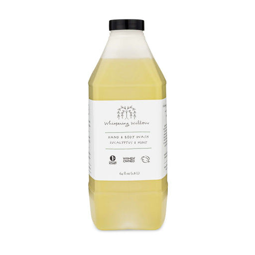 Whispering Willow Eucalyptus & Mint Natural Hand and Body Wash Bulk Refill Liquid Soap White Smoke Without Pump,With Pump
