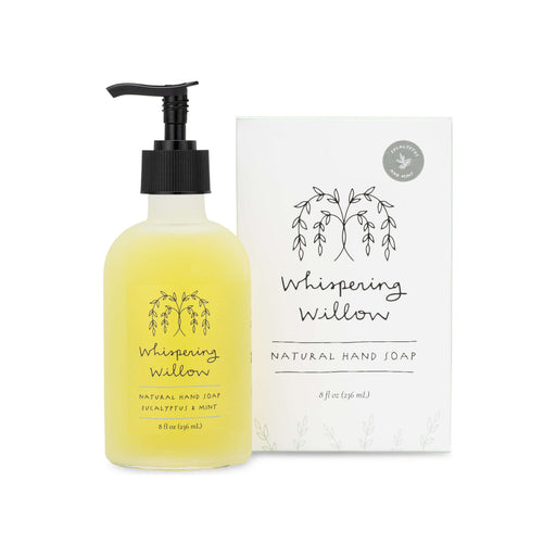 Whispering Willow Eucalyptus & Mint Natural Hand Soap in a Glass Bottle Liquid Soap Beige