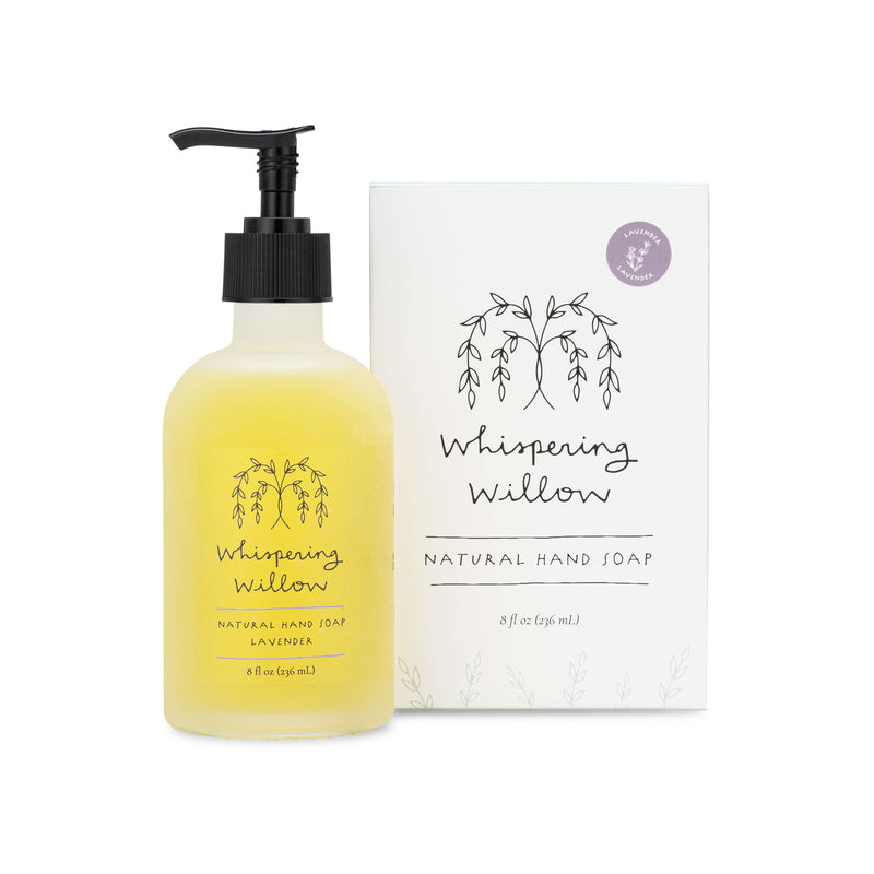 Whispering Willow Lavender Natural Hand Soap in a Glass Bottle Liquid Soap Beige