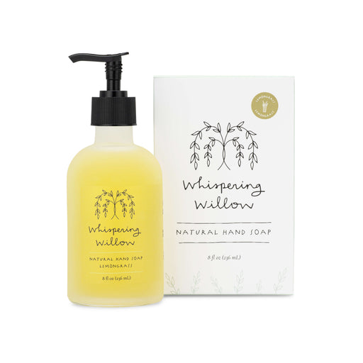 Whispering Willow Lemongrass Natural Hand Soap in a Glass Bottle Liquid Soap Beige