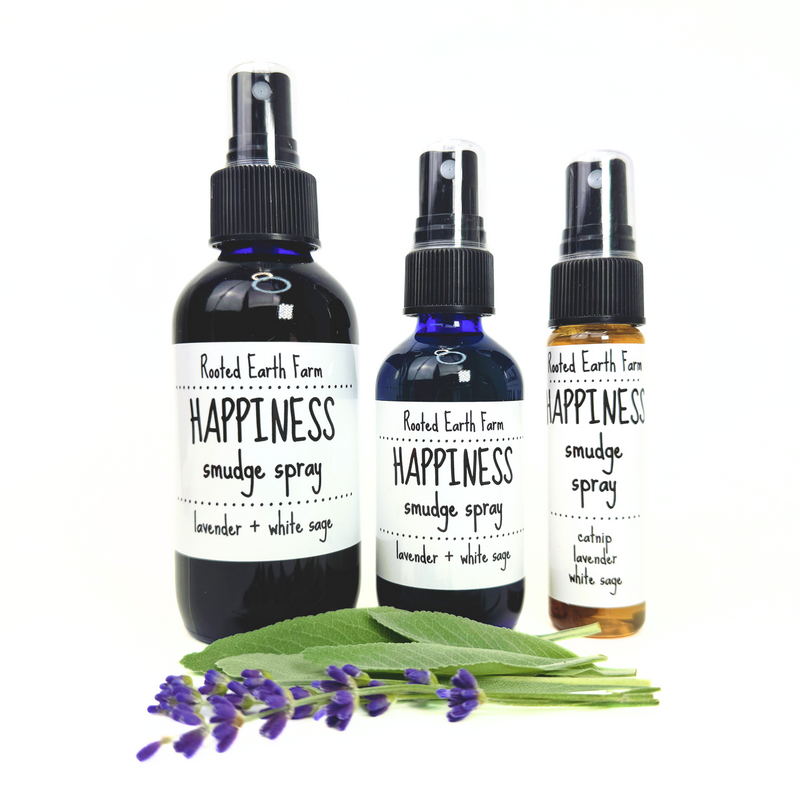 Rooted Earth Farm + Apothecary Happiness Smudge Spray Smudge Sprays White Smoke 1 oz,2 oz,4 oz