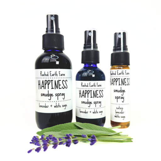 Rooted Earth Farm + Apothecary Happiness Smudge Spray Smudge Sprays White Smoke 1 oz,2 oz,4 oz