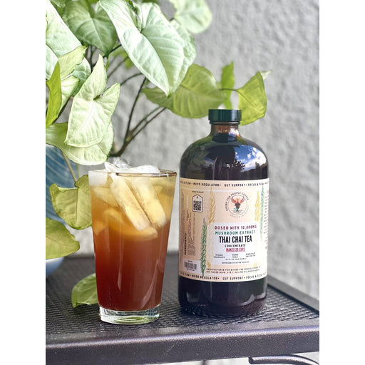 Rising For People Coffee Co. Mushroom Thai Chai Tea Concentrate Tea Gray Sample 2oz,32oz