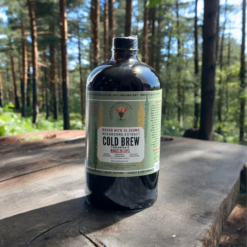 Rising For People Coffee Co. Functional Mushroom Cold Brew Concentrate Coffee Dark Slate Gray 32oz,32oz -4pack,32oz - 6 pack
