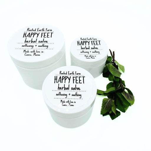 Rooted Earth Farm + Apothecary Happy Feet Salve Herbal Salves + Balms White Smoke 1 oz,2 oz,4 oz