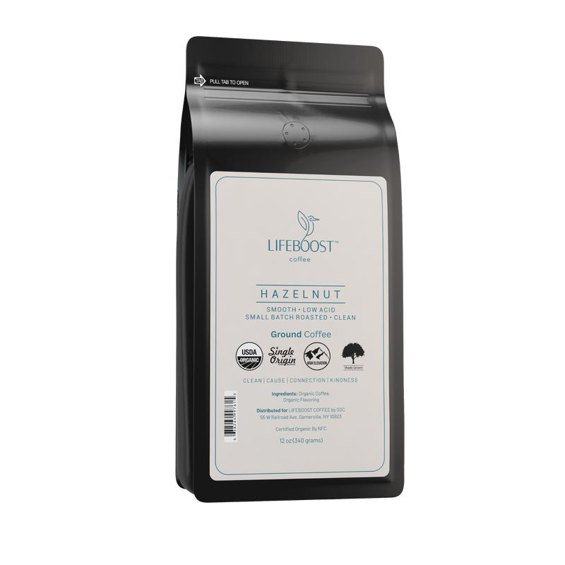 Lifeboost Coffee Hazelnut Flavored Coffee Light Gray Ground / 1