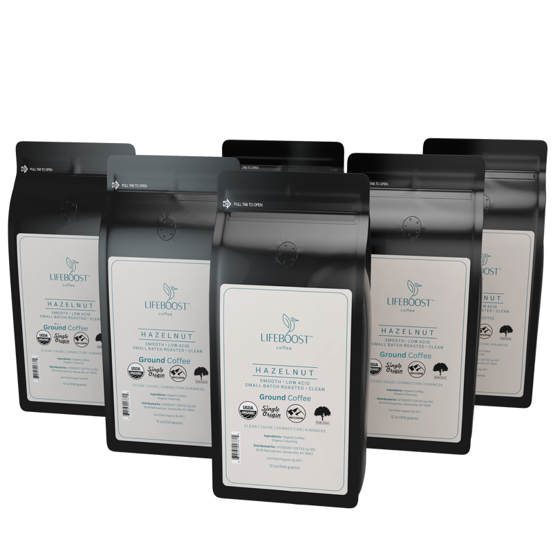 Lifeboost Coffee Hazelnut Flavored Coffee Black Ground / 6
