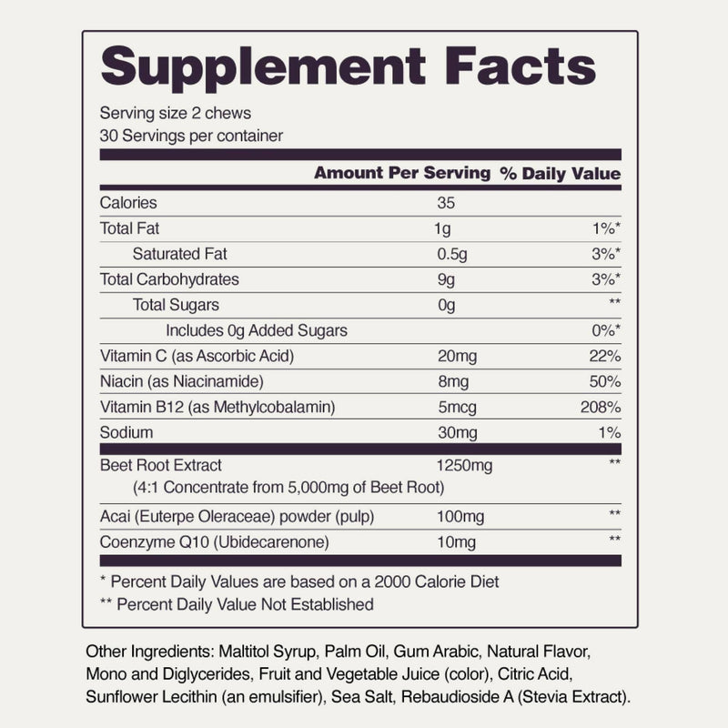 Snap Supplements Heart Beets Chews - Buy 2, Get 1 FREE! Lavender